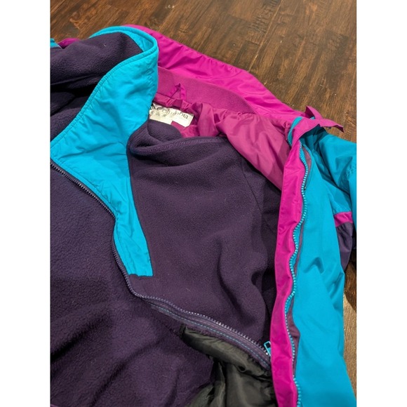 Vintage 90s Columbia Bugaboo 3-in-1 Interchange Ski Jacket Womens M Teal Purple - Picture 12 of 16